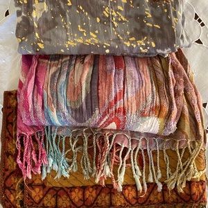 Bundle of three pashminas/scarves.